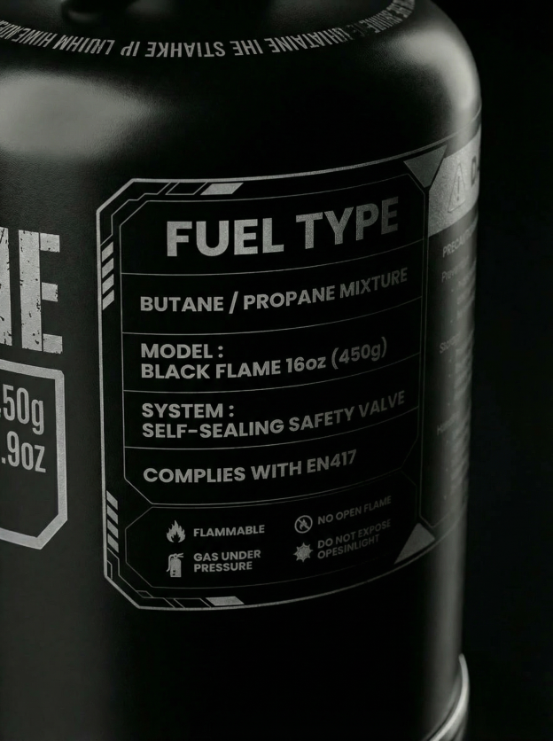 Black Flame Butane Gas Cartridge 450g | screw-type