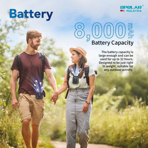 Opolar Rechargeable Personal Portable Waist Clip Fan With Output 5v2a (8000mAh)-Goritta Works Sdn. Bhd. 202501017603 (1619017-X)