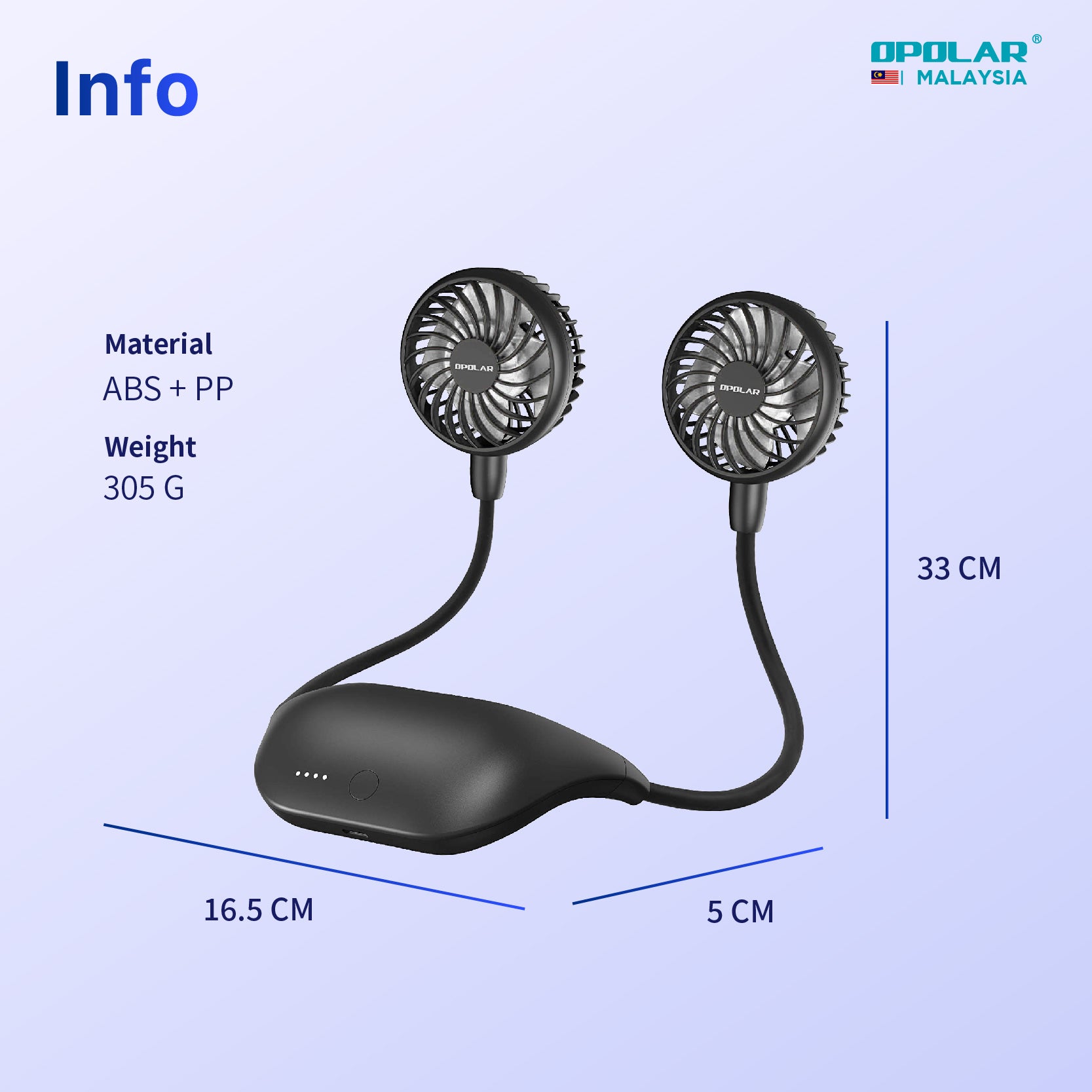 Opolar Rechargeable Portable Neck Fan – Goritta Works Bhd
