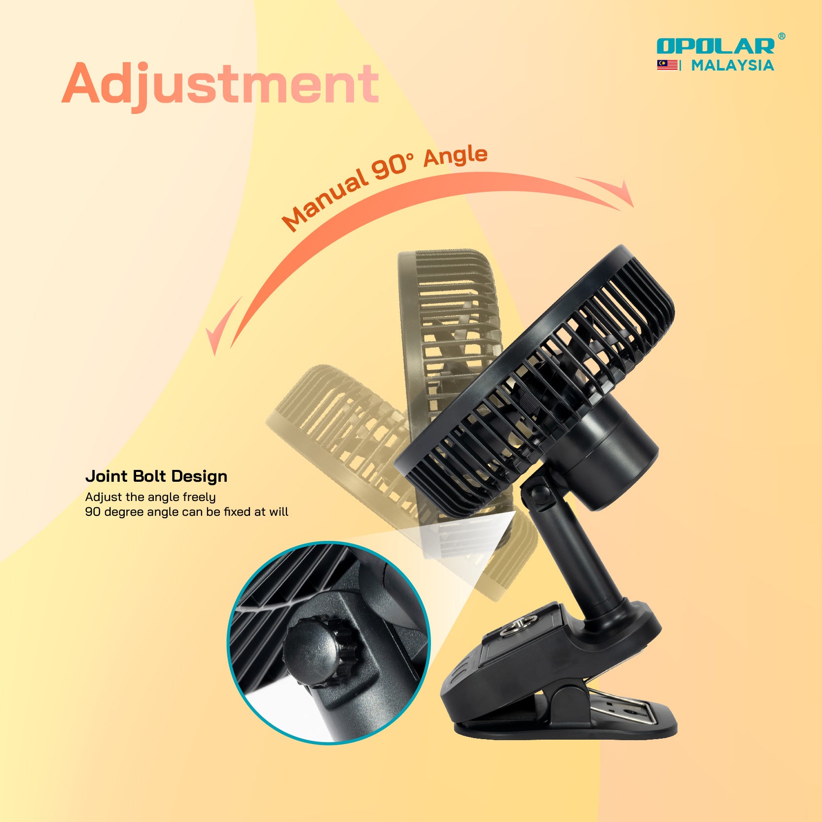 OPOLAR Oscillating Clip Fan With Hanging Hook & Timer | 10000mAh 8 inches