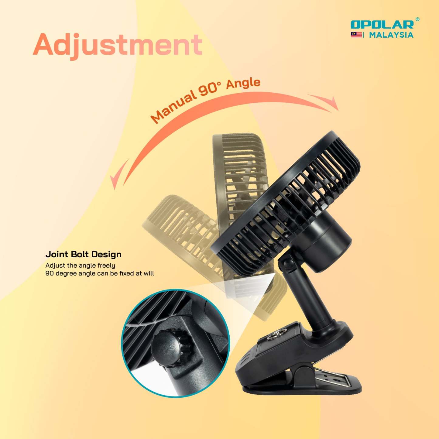 OPOLAR Oscillating Clip Fan With Hanging Hook & Timer | 10000mAh 8 inches