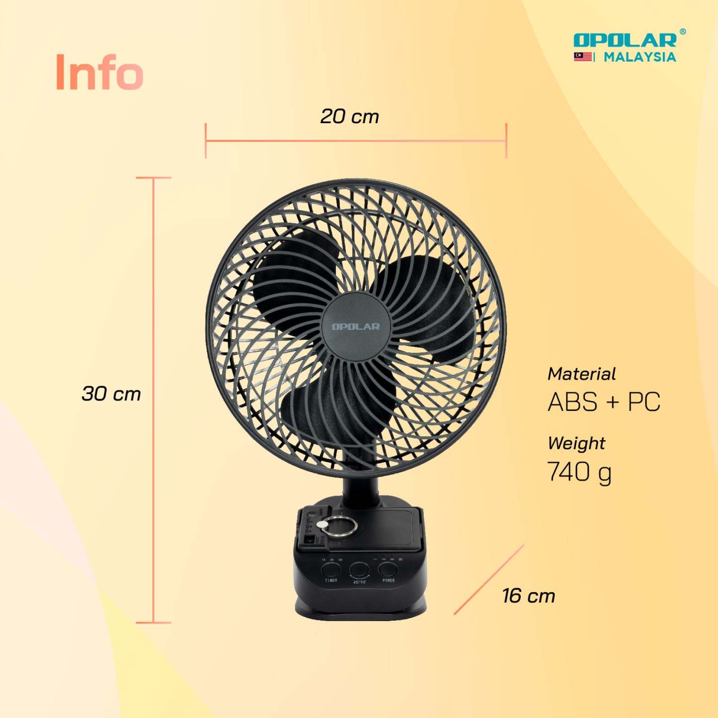OPOLAR Oscillating Clip Fan With Hanging Hook & Timer | 10000mAh 8 inches