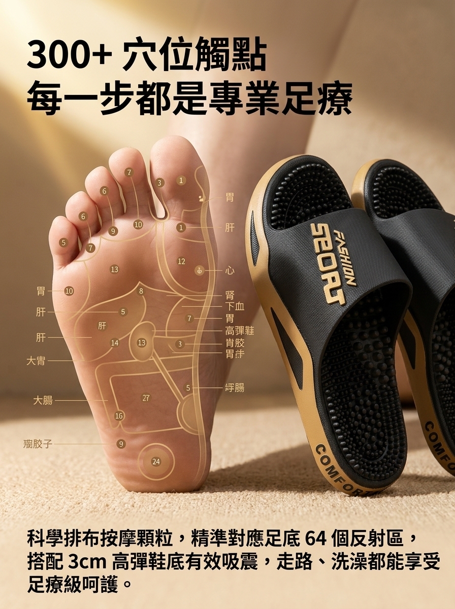 【男女同款】穴位足療按摩涼拖