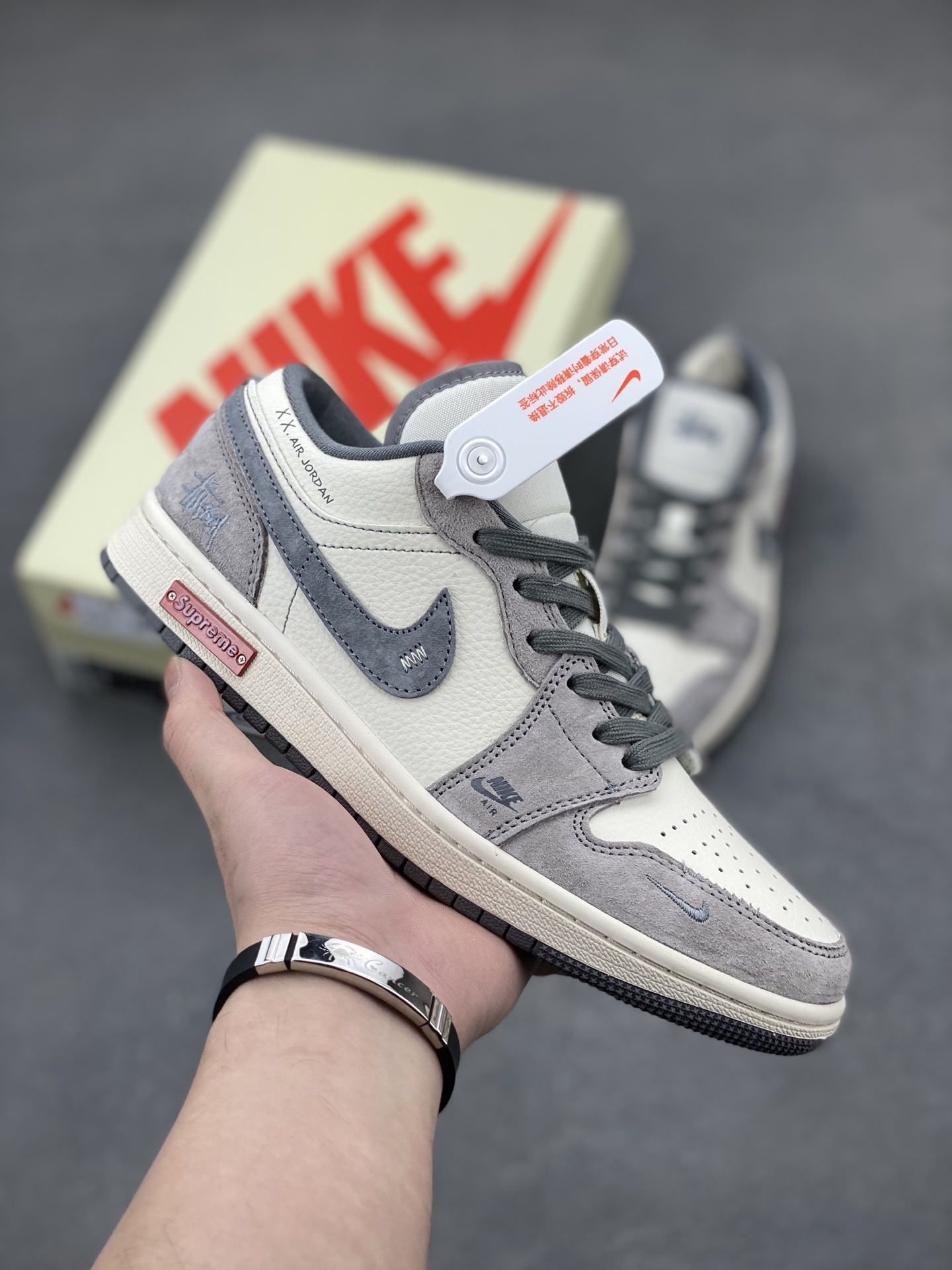 「限定コラボモデル」Supreme xStüssy x Nike Air Jordan 1 Low カスタムカラーコラボレーション ローカッ