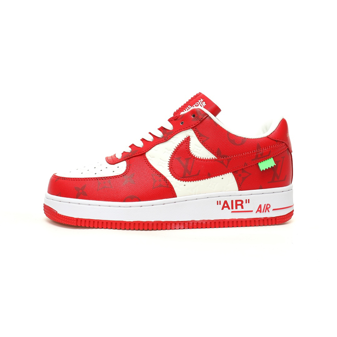 「コラボモデル」Louis Vuitton x Nike Air Force 1 ロウ "グリーン/ホワイト モノグラム" スニーカー