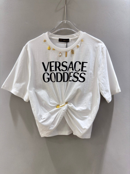 ヴェルサーチ「Versace」レディース ピンアクセントTシャツ