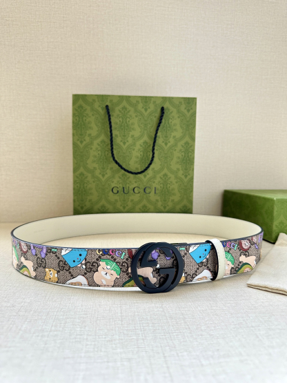 グッチ「Gucci」マーモント キャンバス＆レザー ベルト100CM