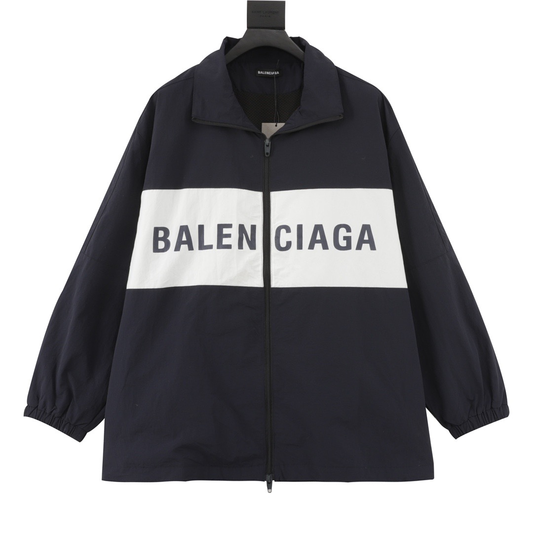 バレンシアガ「Balenciaga」BLCGコラージュアルファベットプリントジャケットポンチョ