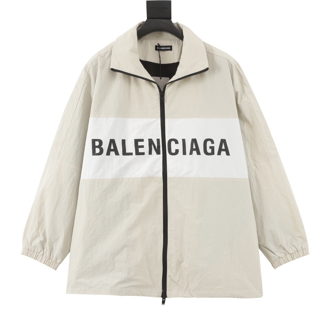 バレンシアガ「Balenciaga」BLCGコラージュアルファベットプリントジャケットポンチョ