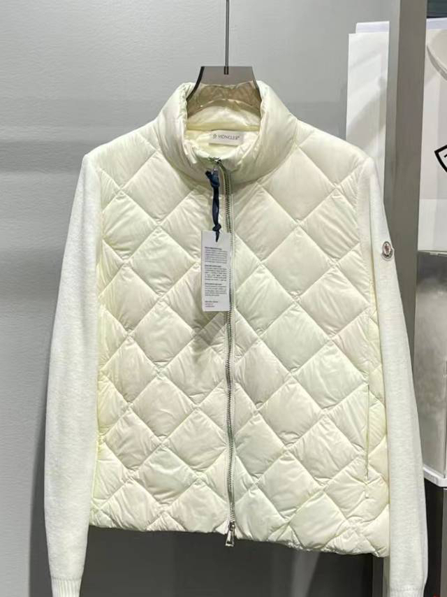 モンクレール「Moncler」ダイヤモンドニット パネル ダウンジャケット レディース