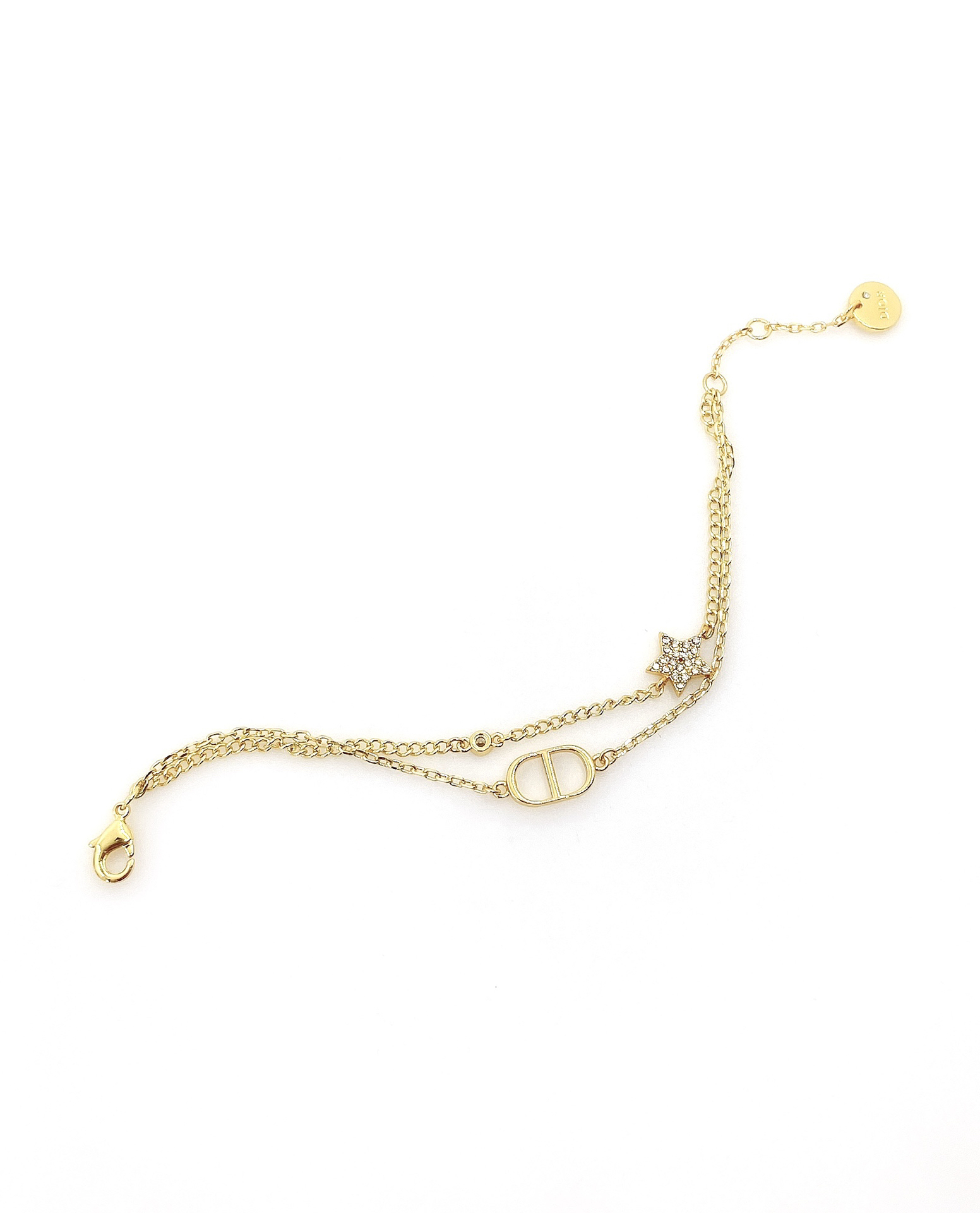 ディオール「Dior」 プティ CD スター ダブルチェーン ブレスレット16-19cm