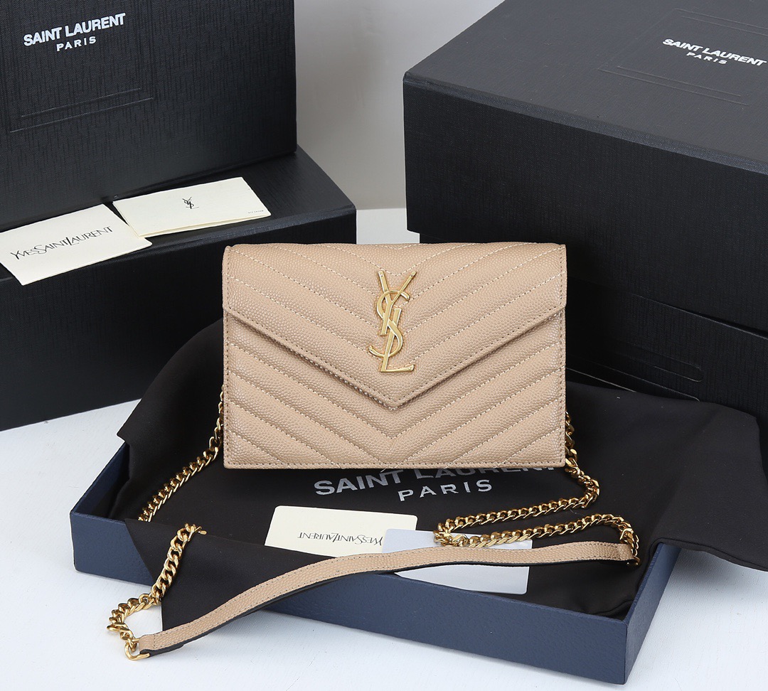 サンローラン「Saint Laurent」なし☆YSL モノグラム エンベロープ チェーンウォレット