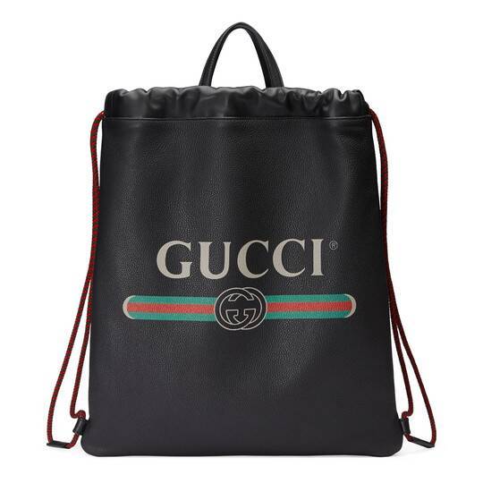 グッチ「Gucci」 〔グッチ プリント〕レザー ドローストリング バックパック