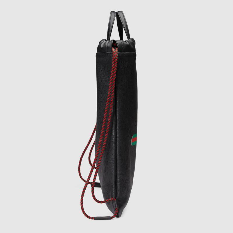 グッチ「Gucci」 〔グッチ プリント〕レザー ドローストリング バックパック