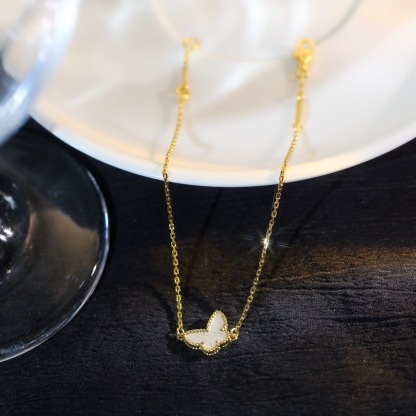 ヴァン クリーフ＆アーペル「Van Cleef & Arpels」 Butterfly マザーオブパール 18Kホワイトゴールド ブレスレット17cm