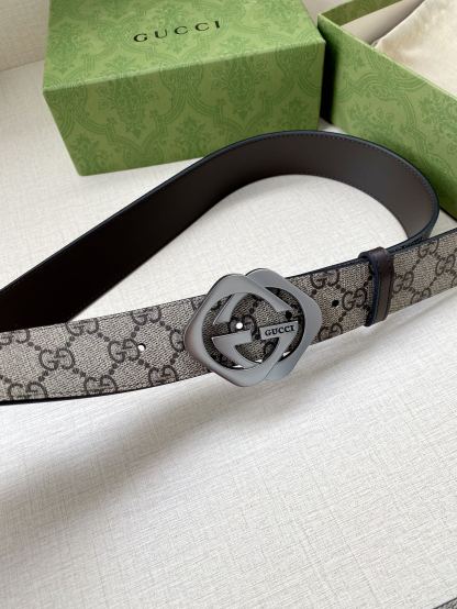 グッチ「Gucci」マーモント キャンバス＆レザー ベルト100CM