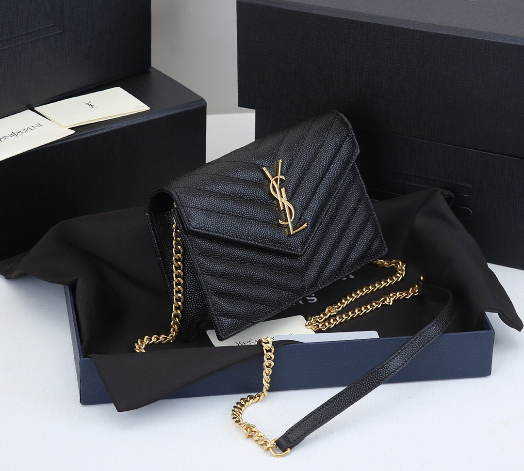 サンローラン「Saint Laurent」なし☆YSL モノグラム エンベロープ チェーンウォレット