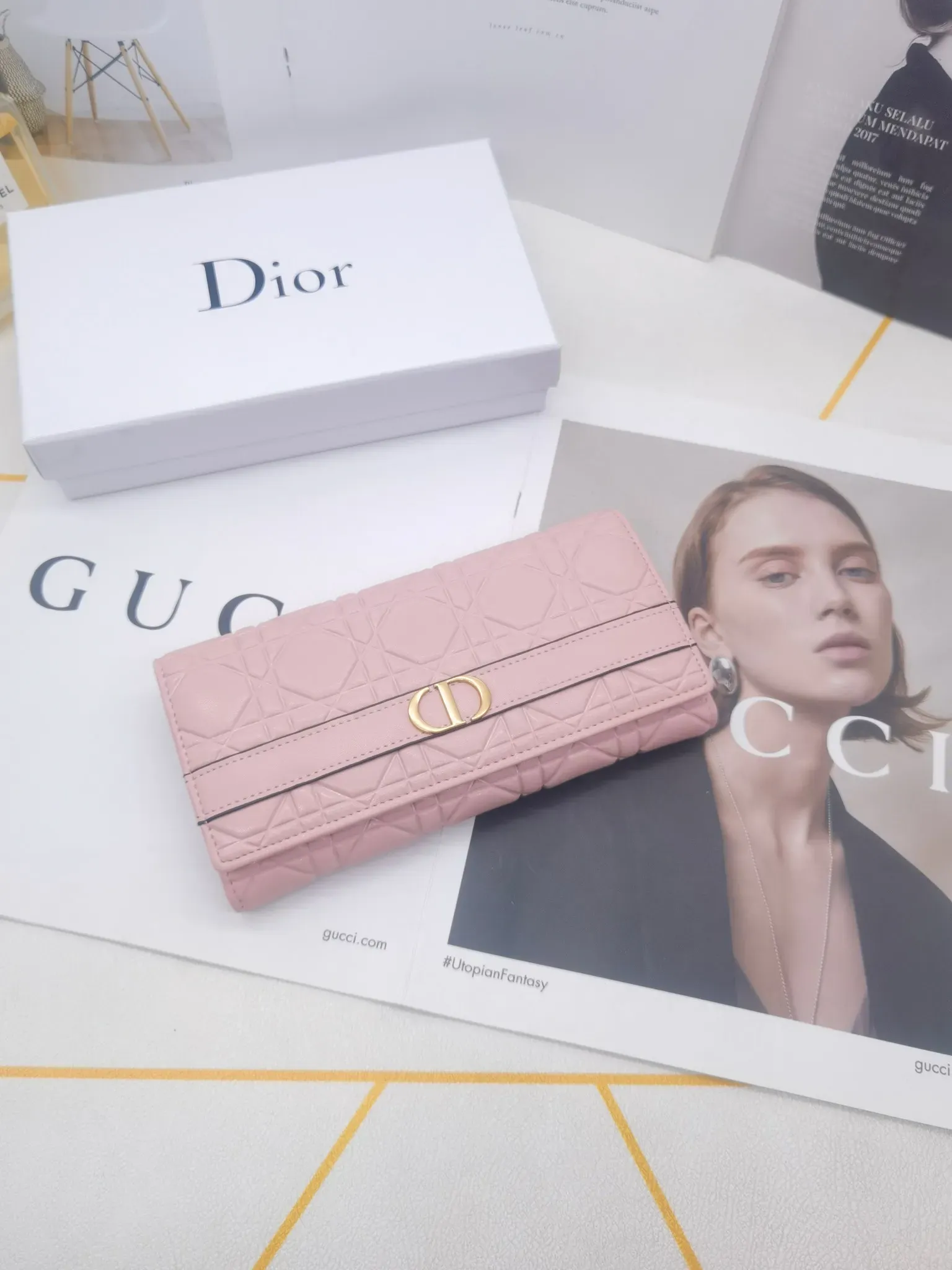 ディオール「Dior」Caro Orchid ロングウォレット
