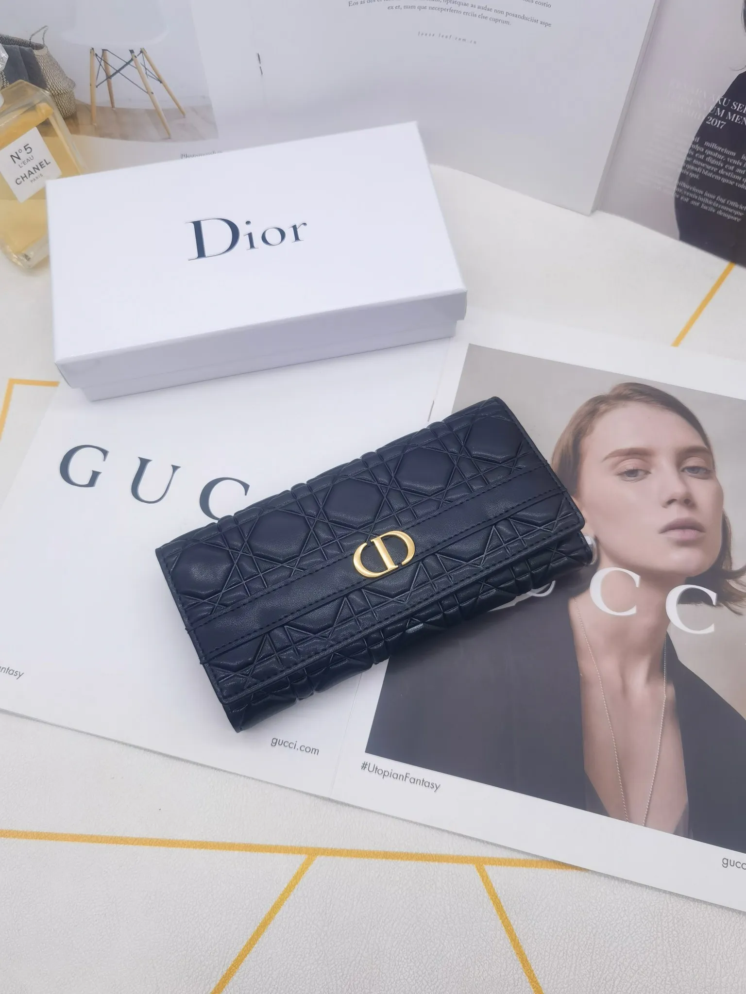 ディオール「Dior」Caro Orchid ロングウォレット