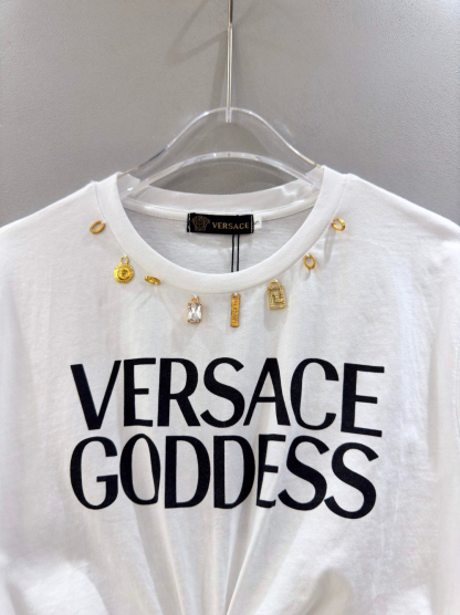ヴェルサーチ「Versace」レディース ピンアクセントTシャツ