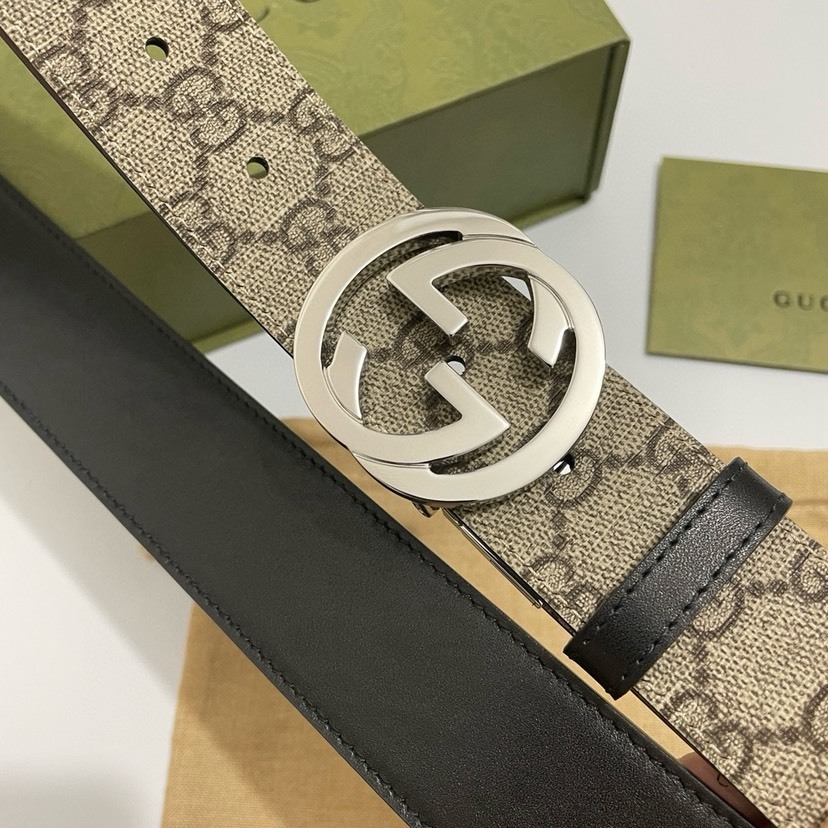 グッチ「Gucci」GGロゴ スピニングバックル レザーベルト100CM