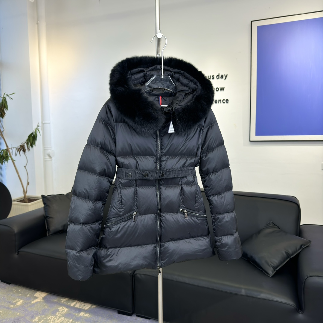 モンクレール「Moncler」シェルパトリム ベルテッド ダウンジャケット レディース