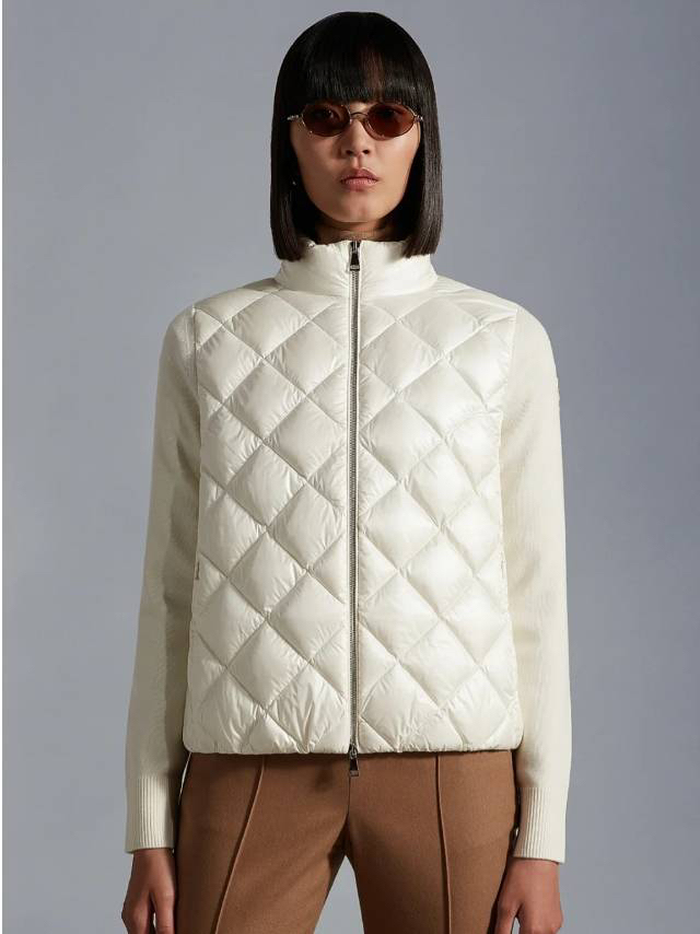 モンクレール「Moncler」ダイヤモンドニット パネル ダウンジャケット レディース