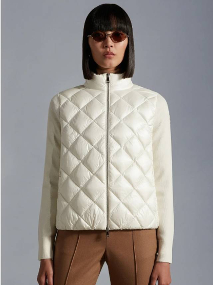 モンクレール「Moncler」ダイヤモンドニット パネル ダウンジャケット レディース