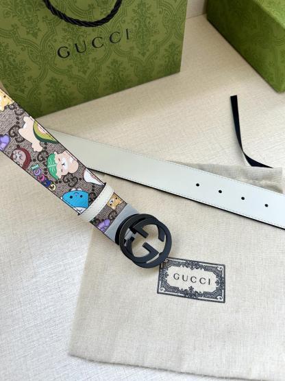 グッチ「Gucci」マーモント キャンバス＆レザー ベルト100CM