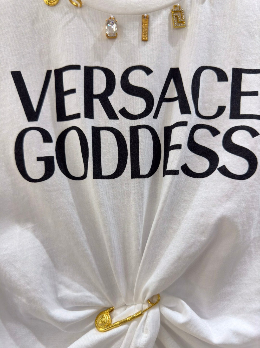 ヴェルサーチ「Versace」レディース ピンアクセントTシャツ