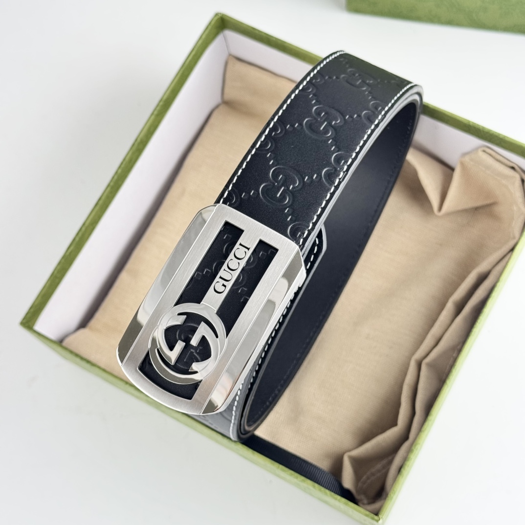 グッチ「Gucci」メンズ ポリッシュバックル オートマチックベルト100CM