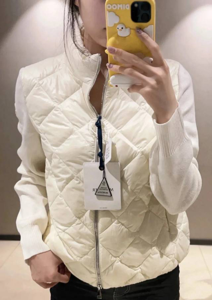 モンクレール「Moncler」ダイヤモンドニット パネル ダウンジャケット レディース