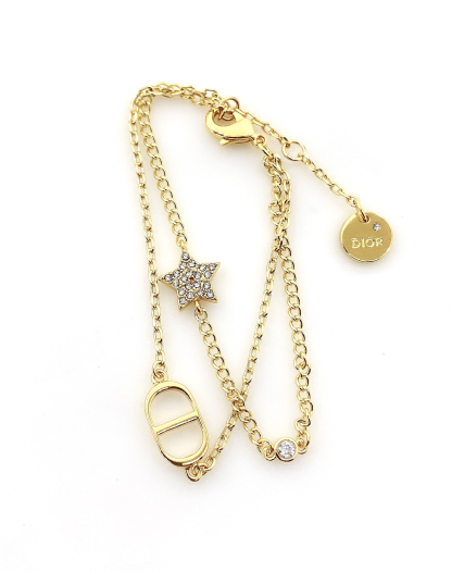 ディオール「Dior」 プティ CD スター ダブルチェーン ブレスレット16-19cm