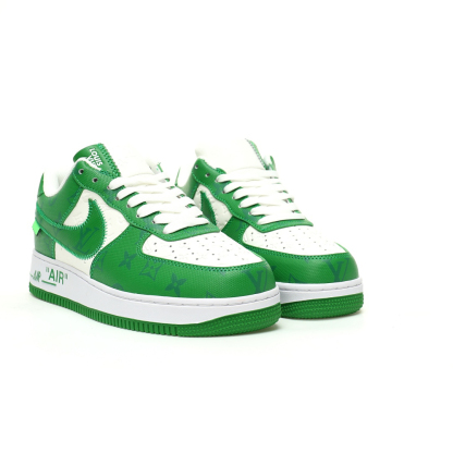 「コラボモデル」Louis Vuitton x Nike Air Force 1 ロウ "グリーン/ホワイト モノグラム" スニーカー
