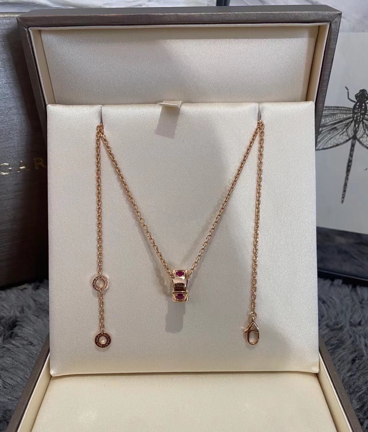 ブルガリ「Bvlgari」Serpenti Viper レッドルビー ネックレス41-43cm