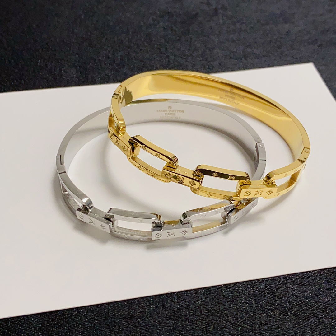 ルイ・ヴィトン「Louis Vuitton」 アルファベット クローバー タンク リンク ブレスレット18cm/20cm