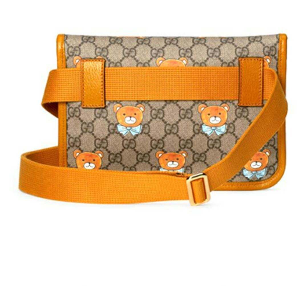 グッチ「Gucci」【グッチ×KAI コラボ】テディベアプリント レザー クロスボディウエストバッグ