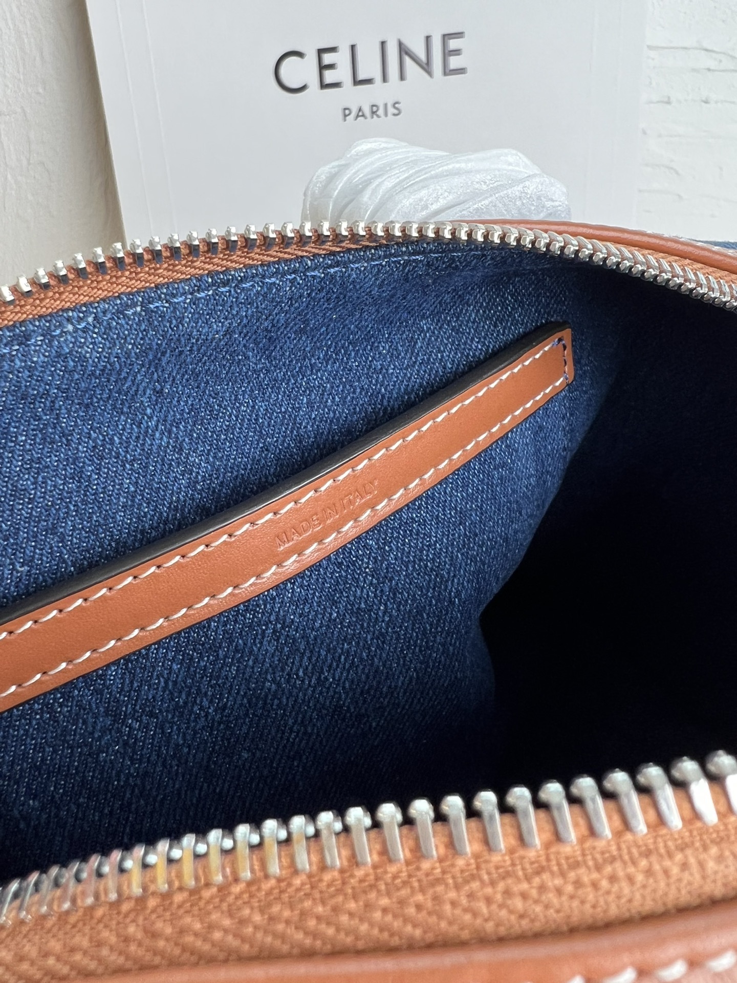 [Copy]セリーヌ(Celine)スモール ボストン / 全面トリオンフ デニム＆カーフスキン