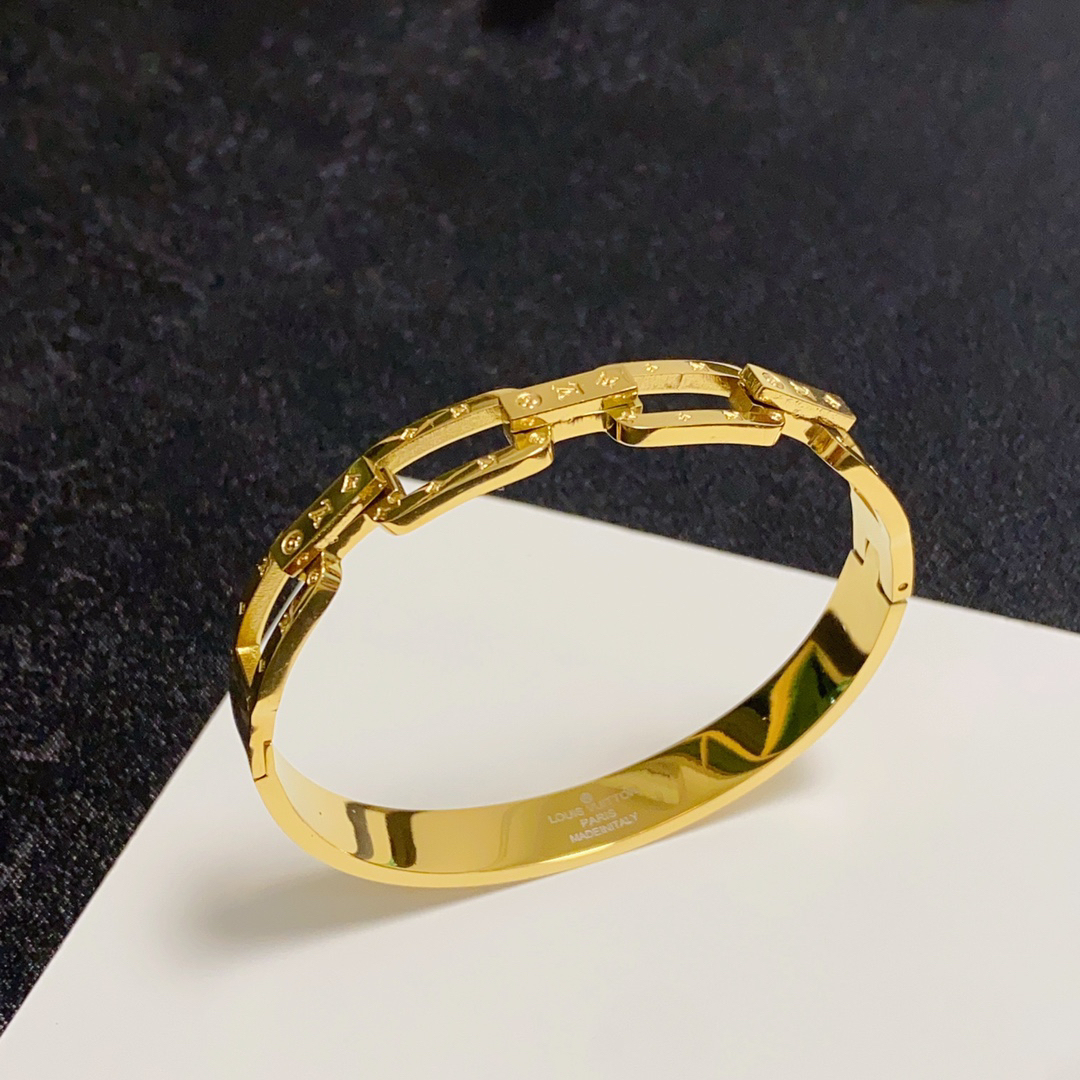 ルイ・ヴィトン「Louis Vuitton」 アルファベット クローバー タンク リンク ブレスレット18cm/20cm