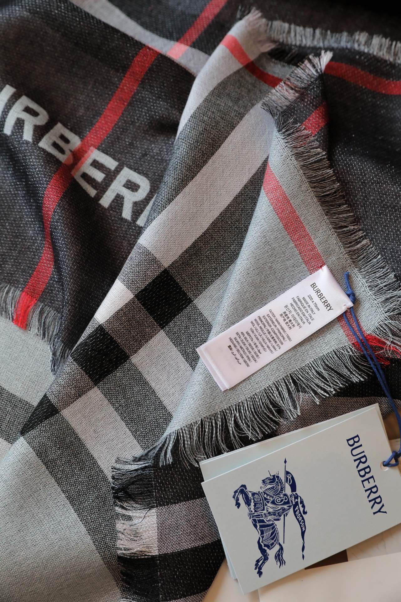 バーバリー「Burberry」ダブルフェイス キャシュミア チェック マフラー (70×220cm)