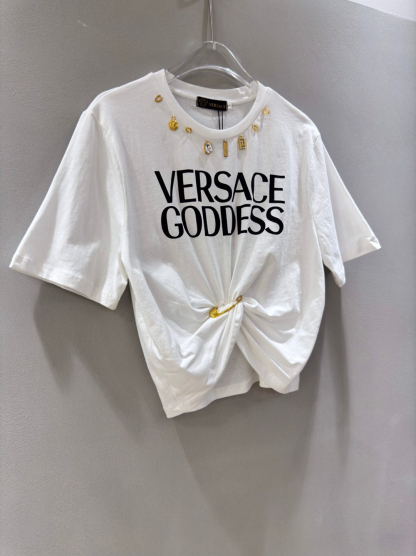 ヴェルサーチ「Versace」レディース ピンアクセントTシャツ