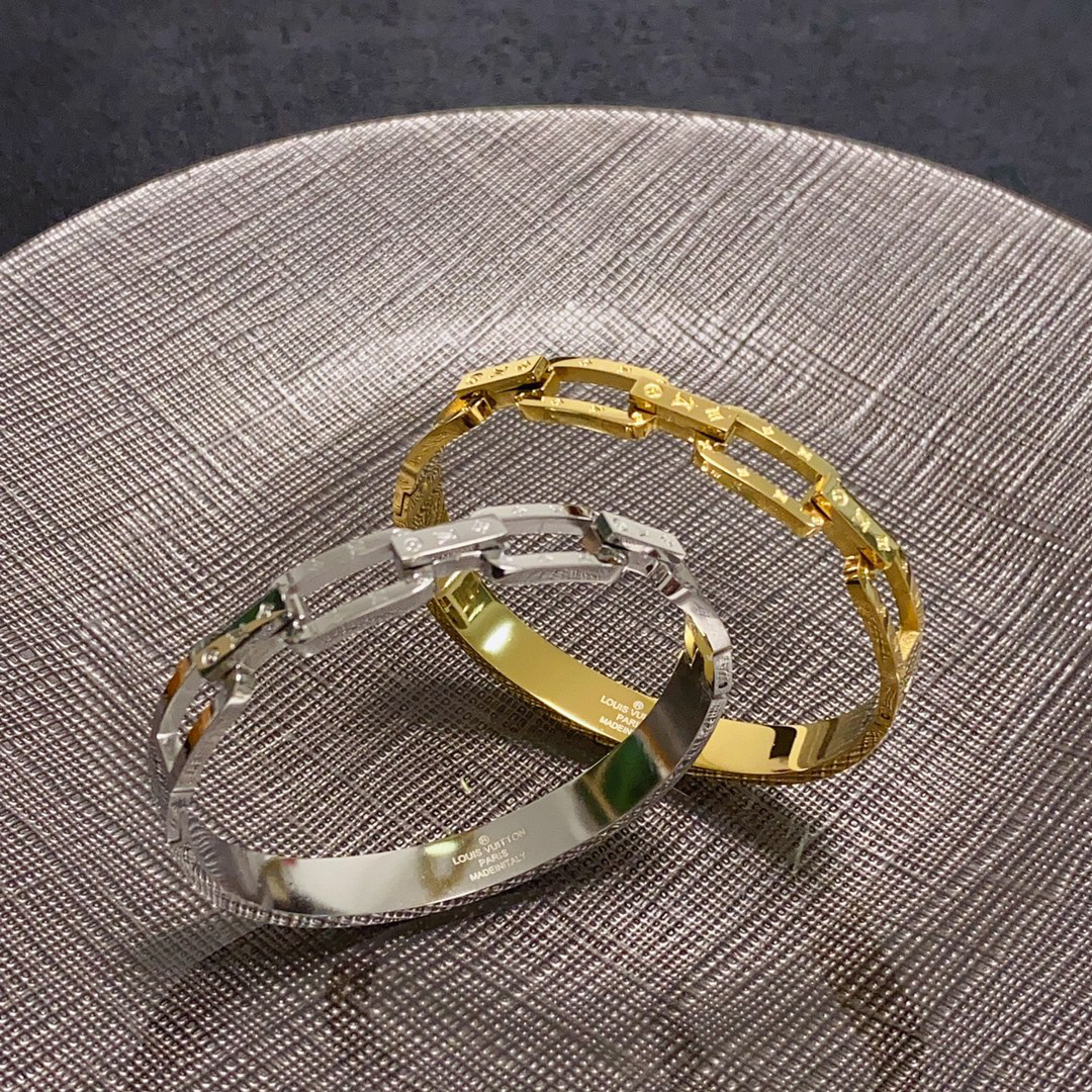ルイ・ヴィトン「Louis Vuitton」 アルファベット クローバー タンク リンク ブレスレット18cm/20cm
