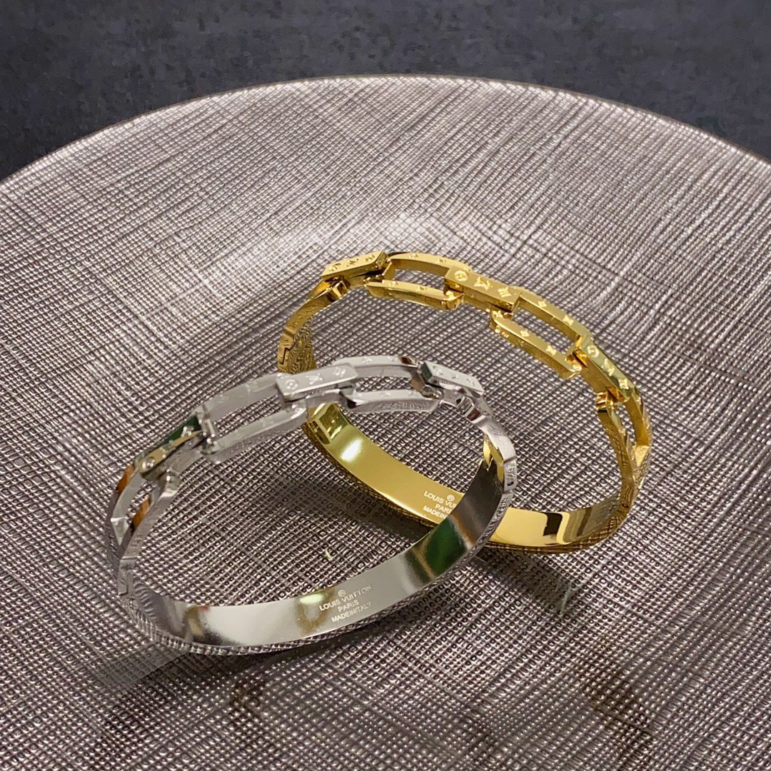 ルイ・ヴィトン「Louis Vuitton」 アルファベット クローバー タンク リンク ブレスレット18cm/20cm