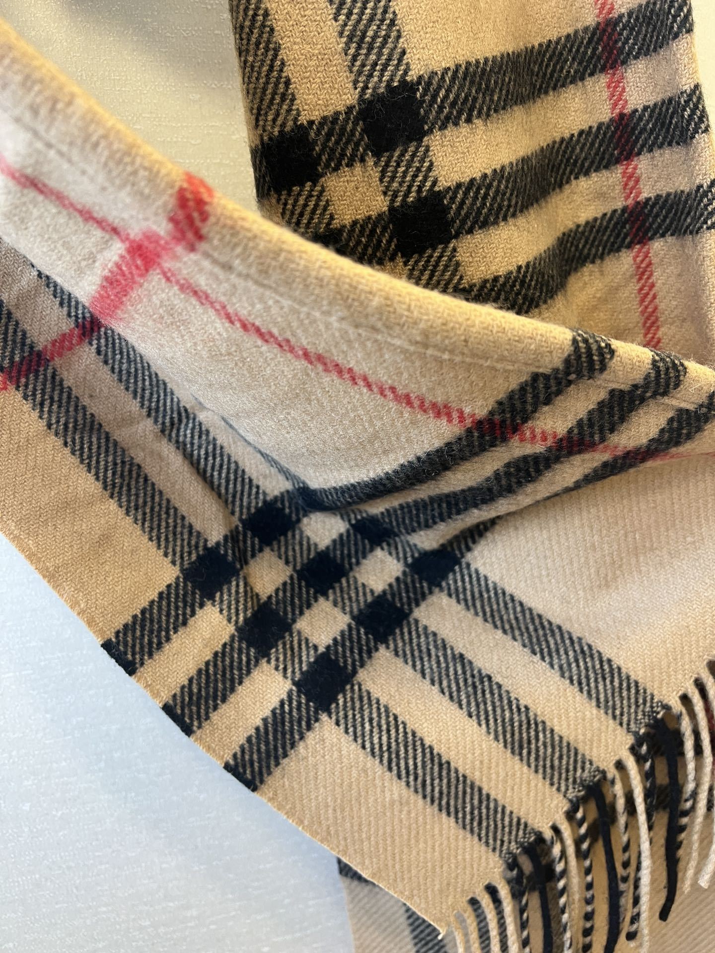 バーバリー「Burberry」フード付き チェック ウールマフラー (210×30cm)