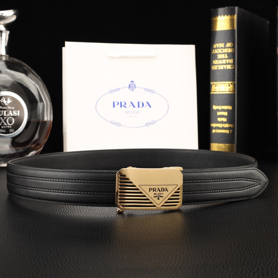 プラダ「Prada」メンズ オートマチック レザーベルト100CM