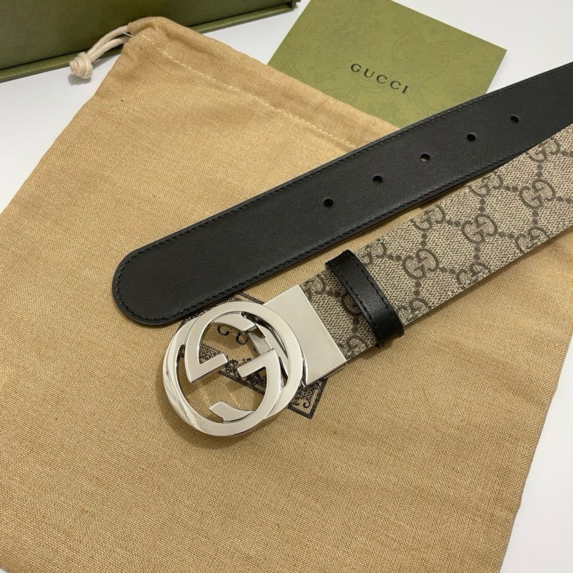 グッチ「Gucci」GGロゴ スピニングバックル レザーベルト100CM