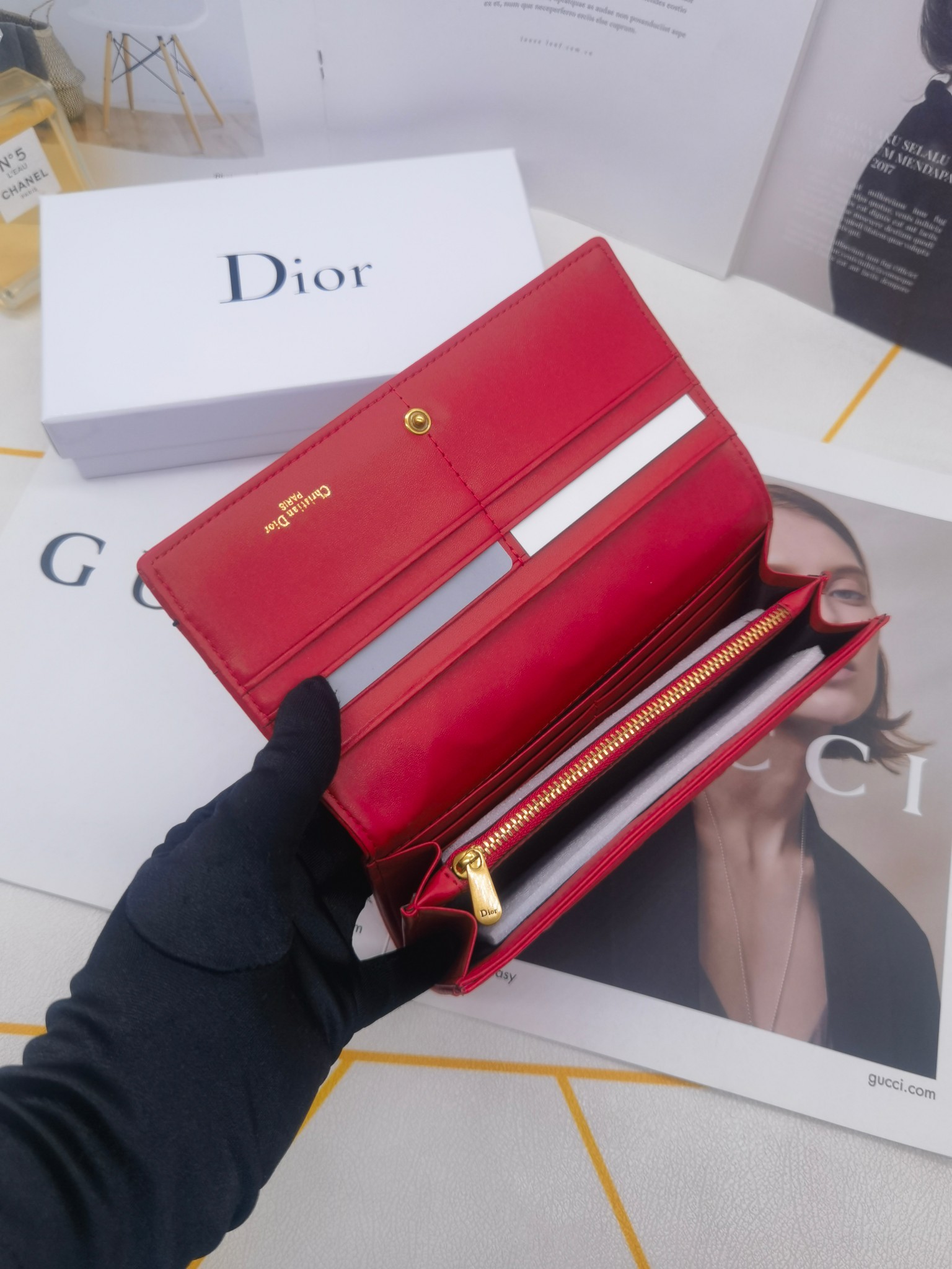 ディオール「Dior」Caro Orchid ロングウォレット
