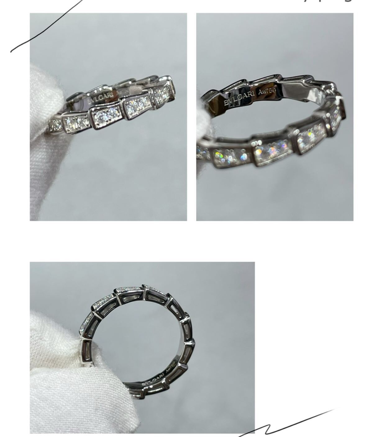 ブルガリ「Bvlgari」狭版天然クジャク蛇の指輪