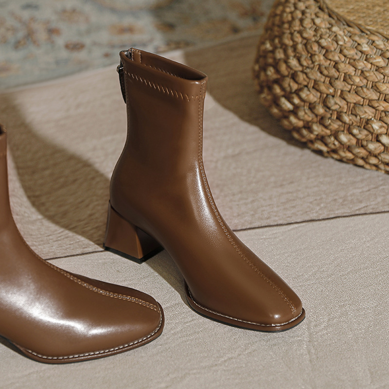 Women's Fashionable Cowboy Brown Boots For Autumn