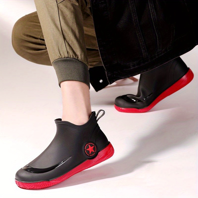 Fashionable Adult Short Rain Boots, Waterproof Unisex Ankle Shoes, Anti-Slip Durable Rubber Footwear, Stylish Kitchen Water Boots For Men And Women